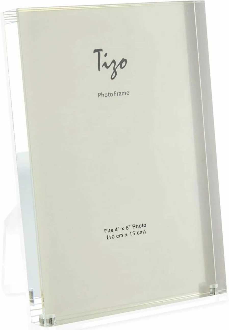 TIZO 7x5 Inch Horizontal Lucite Photo Frame - 1 Inch Thick Clear Acrylic with Magnetic Closure, Elegant Display for Pictures, Multiple Colors (Boutique Quality)