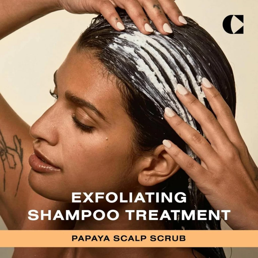 Ceremonia Papaya Enzyme Scalp Scrub & Detox Shampoo with Pink Salt – Exfoliating Treatment for Healthy Hair, 8 Fl Oz (236 Ml)