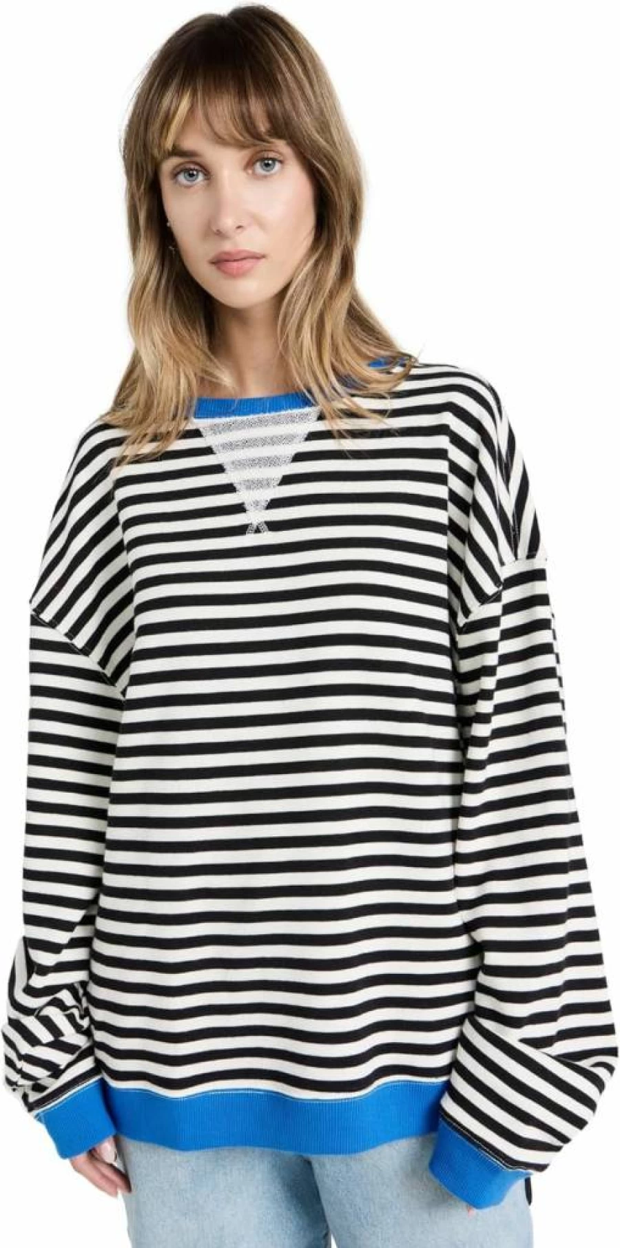 Free People Women's Classic Striped Crewneck Sweatshirt - Vintage Inspired Casual Comfort