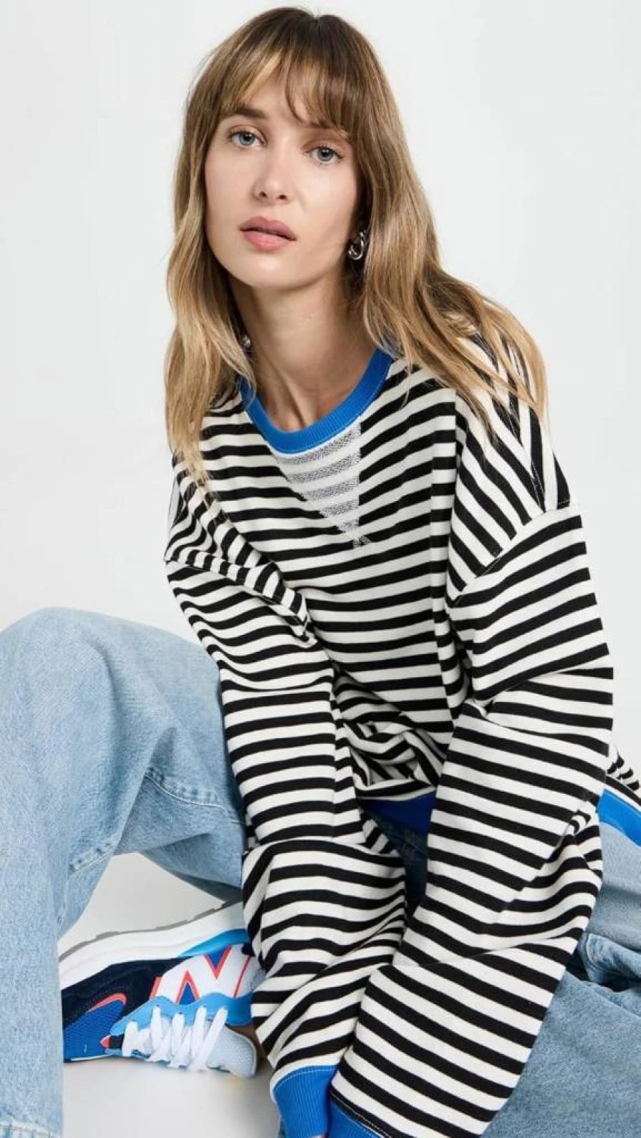 Free People Women's Classic Striped Crewneck Sweatshirt - Vintage Inspired Casual Comfort
