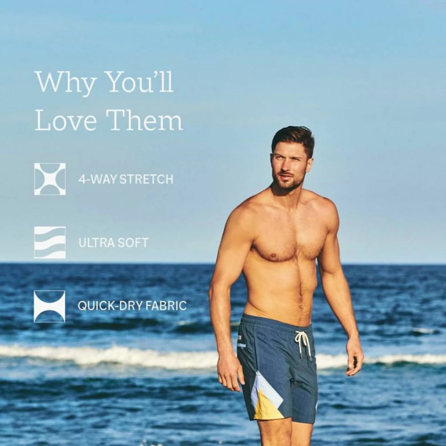 Fair Harbor Men's Bayberry 7-Inch Swim Trunks with Liner - Anti-Chafe Classic Fit Quick-Dry Beach Shorts