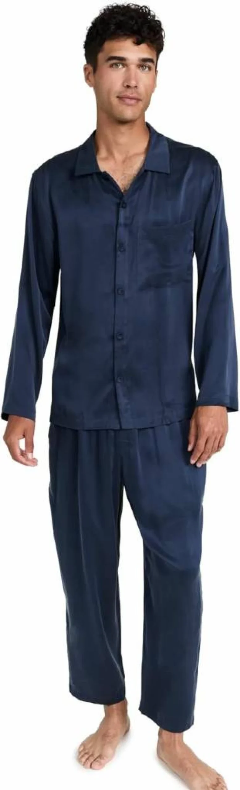 Lunya Men's Washable Silk Pajama Set - Button-Up Sleepwear for Comfort & Luxury