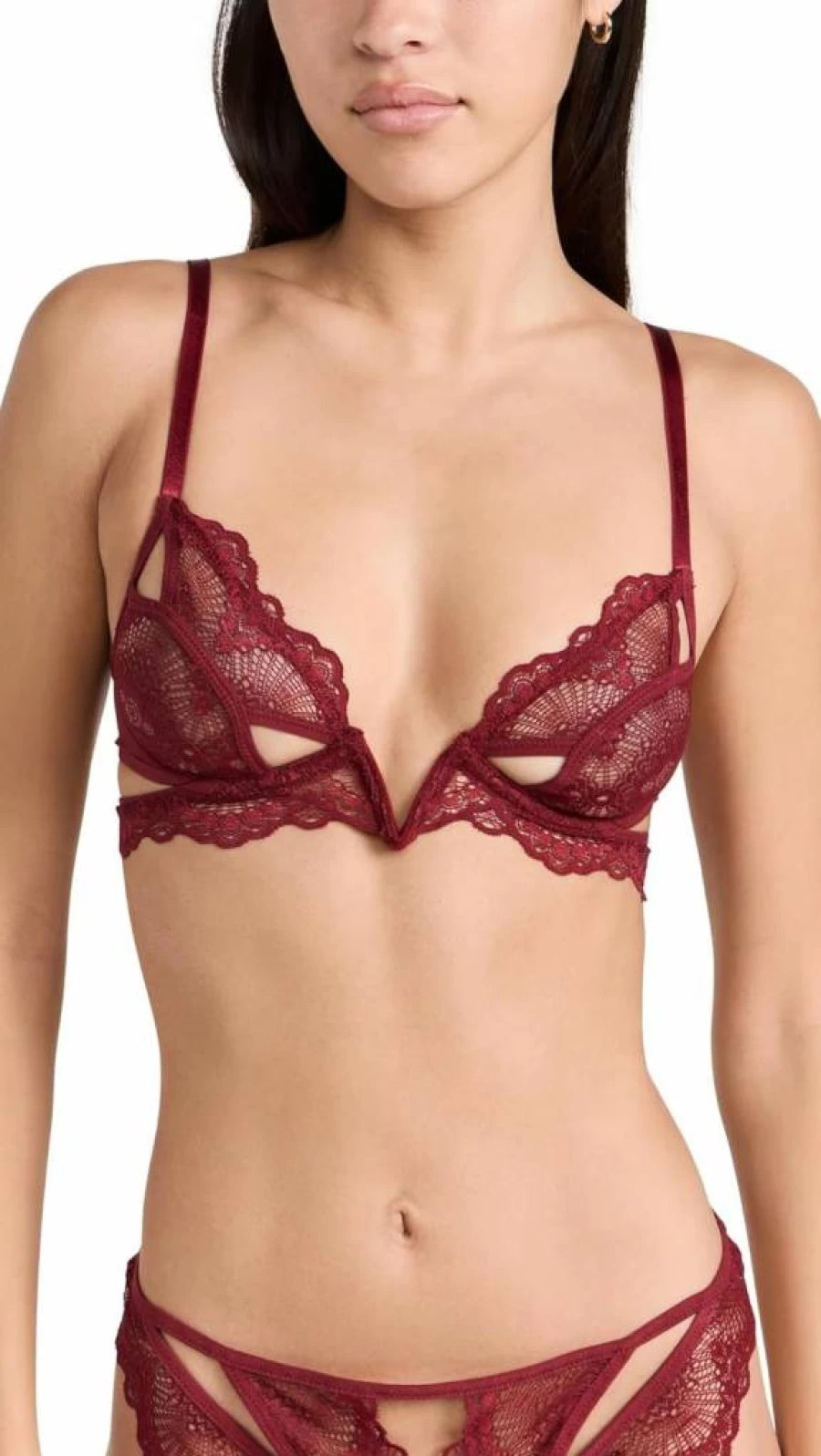 Thistle and Spire Women's Kane V-Wire Bra - Lace Lingerie Bralette for Comfort and Support