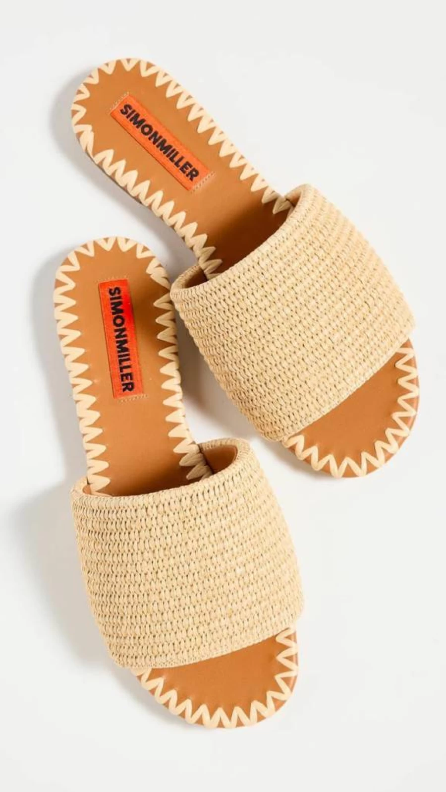 SIMON MILLER USA Women's Salerno Raffia Sandals | Summer Slide Sandals for Women