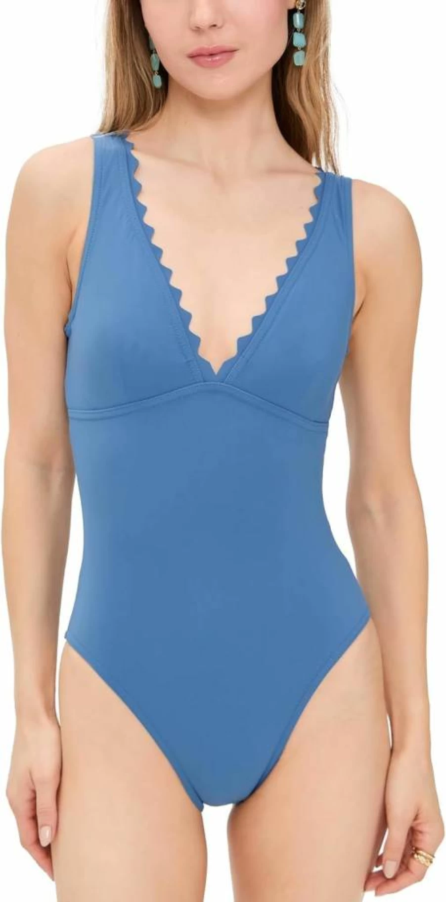 Karla Colletto Women's V-Neck Silent Underwire Tank One Piece Swimsuit