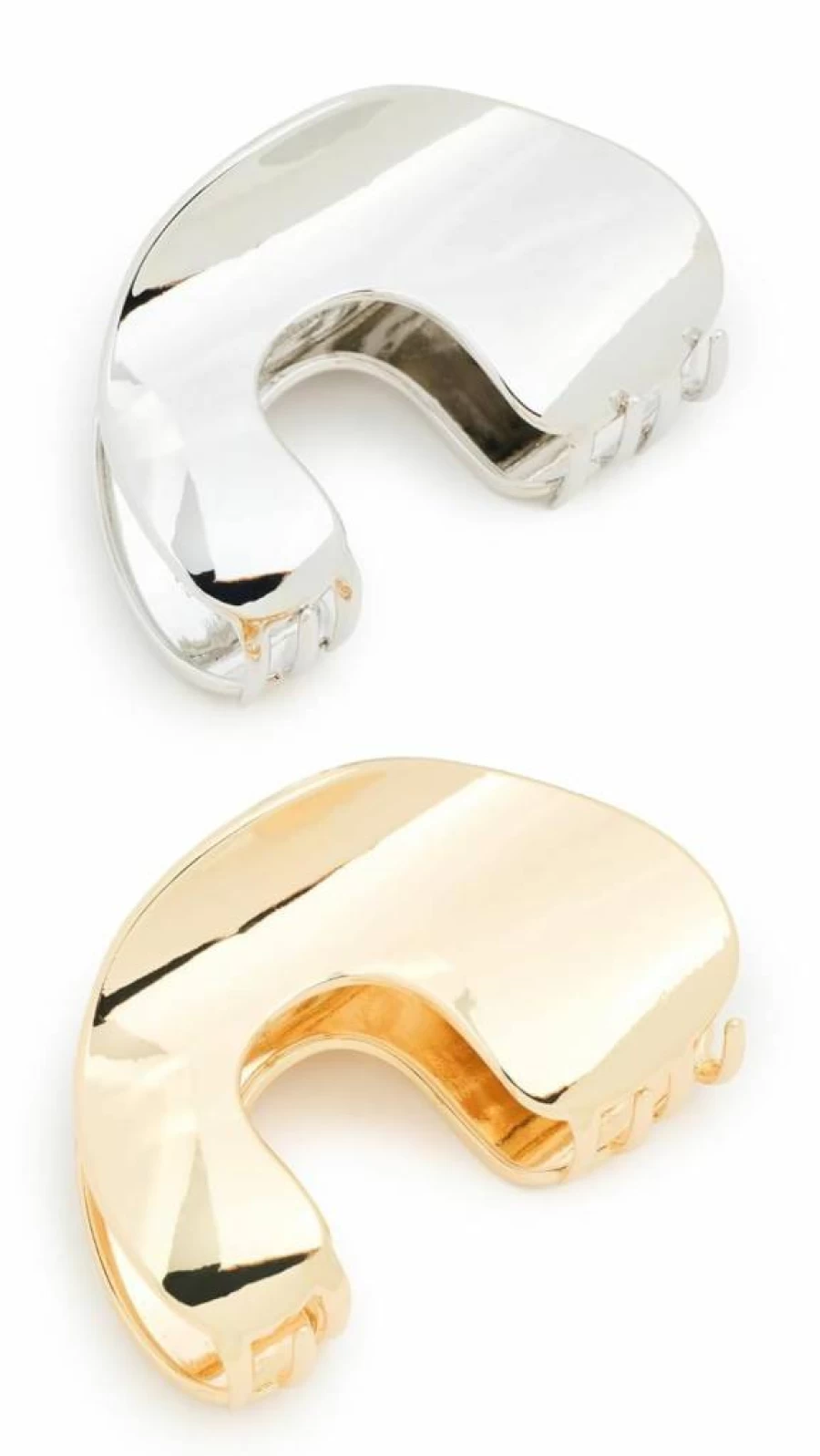 LELET NY Glossy Amorphous Claw Clip Set - 2 Pack Mixed Metal Hair Clips (Gold & Silver) for Women