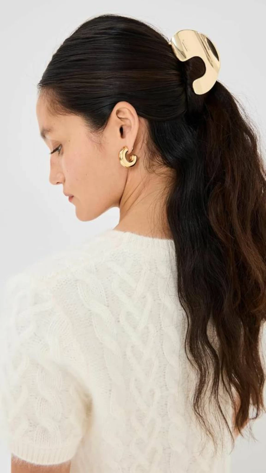 LELET NY Glossy Amorphous Claw Clip Set - 2 Pack Mixed Metal Hair Clips (Gold & Silver) for Women