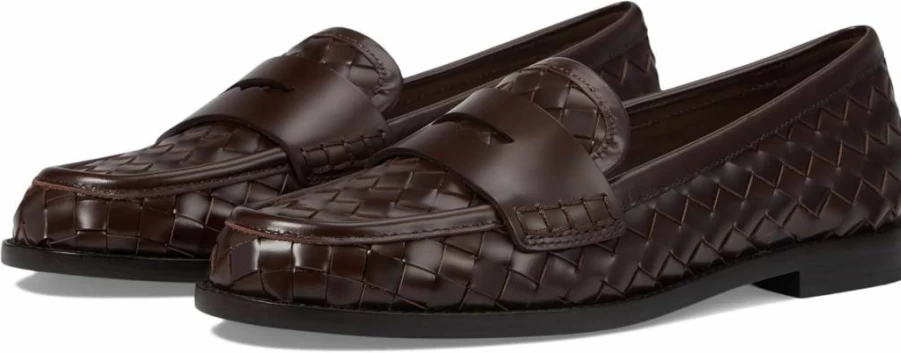 Loeffler Randall Rachel Women's Leather Loafers - Stylish Woven Design Comfortable Slip-On Shoes