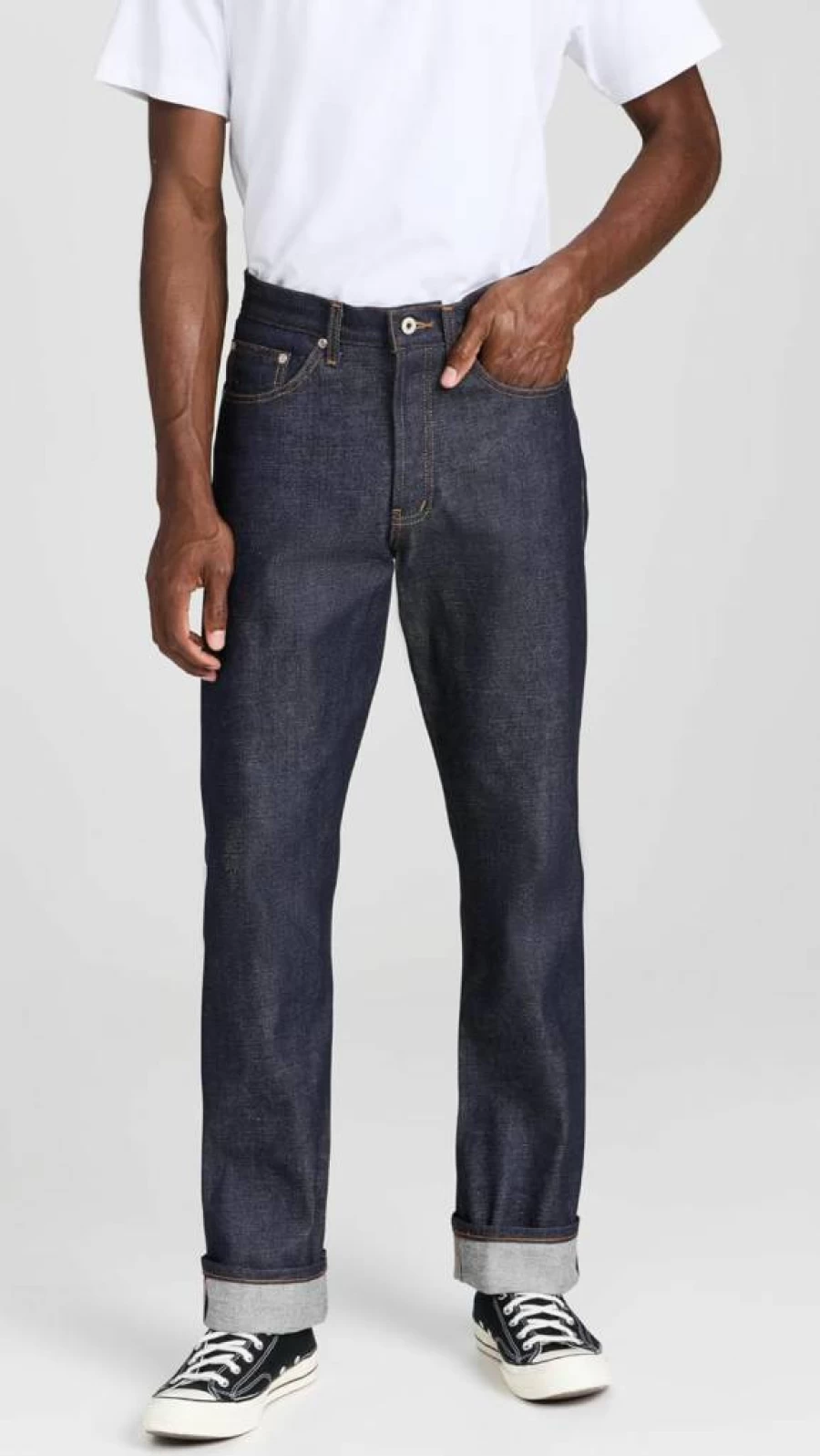 Naked & Famous Denim Men's True Guy Dirty Fade Selvedge Jeans - Raw Denim Slim Straight Fit