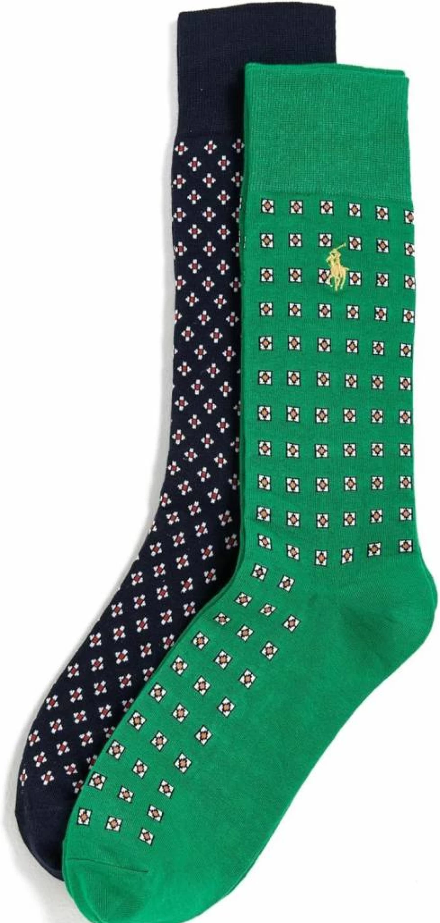 POLO RALPH LAUREN Men's Foulard Print Casual Socks 2-Pack, Breathable Comfort Dress Socks for Men