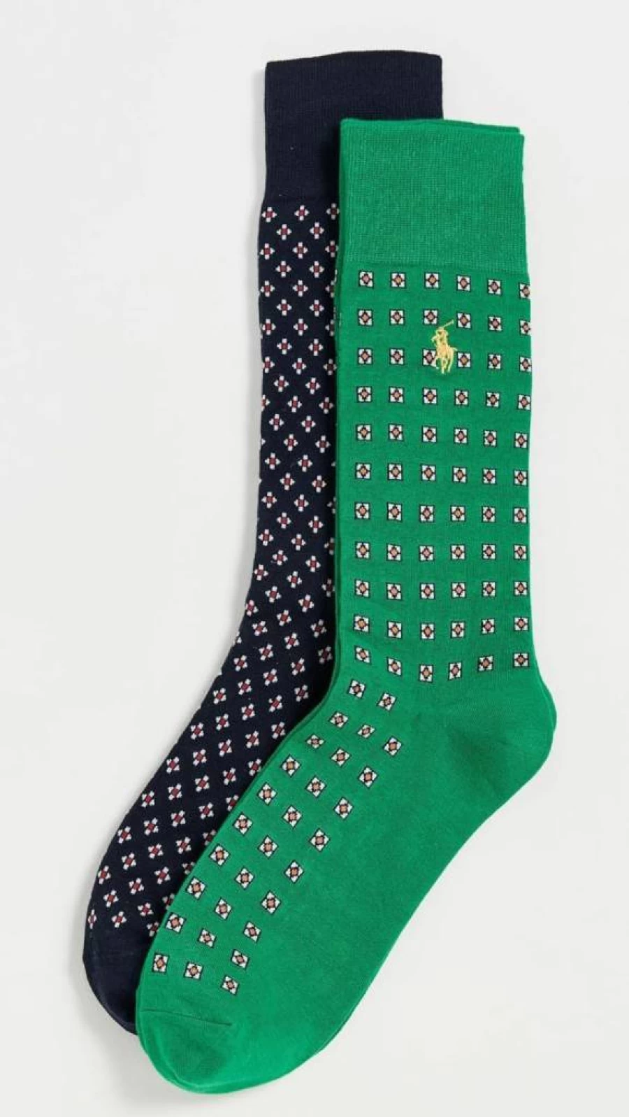 POLO RALPH LAUREN Men's Foulard Print Casual Socks 2-Pack, Breathable Comfort Dress Socks for Men