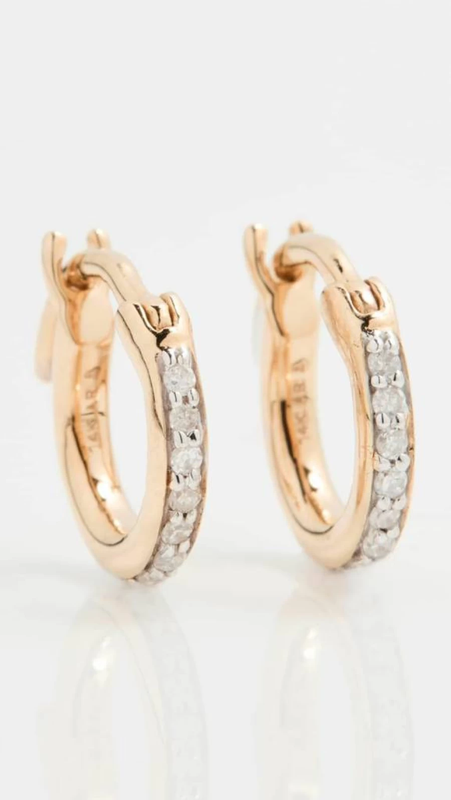 Adina Reyter 14K Gold Pave Huggie Hoop Earrings for Women, Solid Gold Small Hoops with Clear Cubic Zirconia, One Size Luxury Hoop Earrings