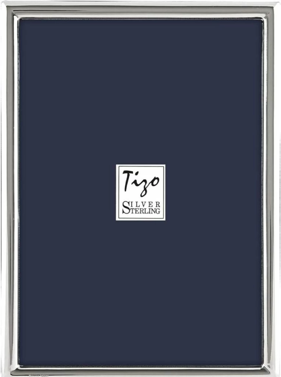 Siena 5x7 Sterling Silver Photo Frame - Premium Thin Plain Deco Picture Frame for Display, Boutique Quality Collection