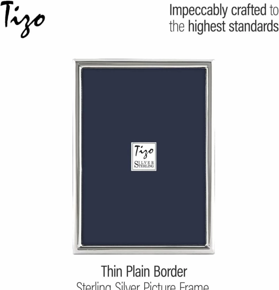 Siena 5x7 Sterling Silver Photo Frame - Premium Thin Plain Deco Picture Frame for Display, Boutique Quality Collection