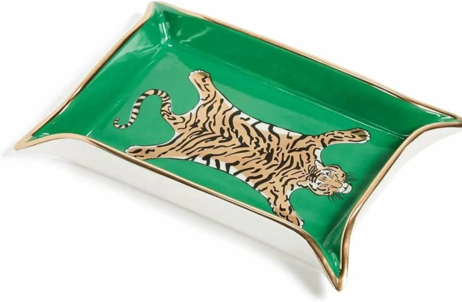 Jonathan Adler Tiger Decorative Valet Tray - Stylish Catchall Dish for Keys & Jewelry
