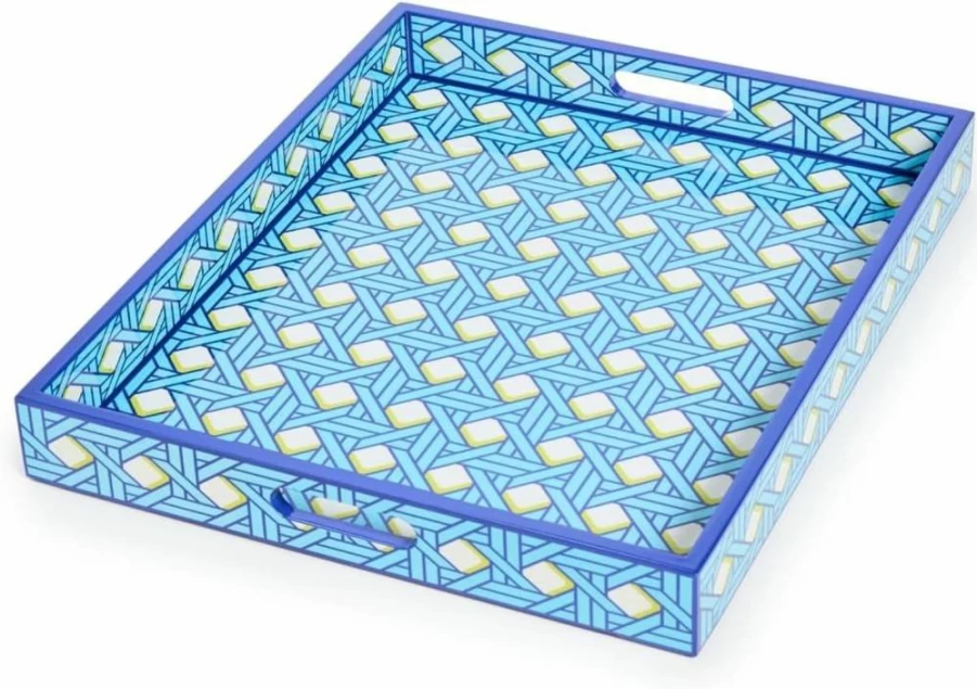 Jonathan Adler Women's Basketweave Lacquer Tray - Decorative Handmade Resin Serving Tray for Home Decor