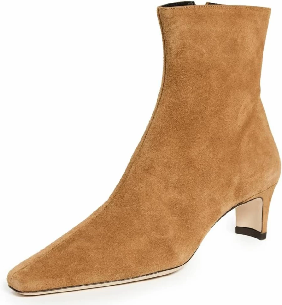 STAUD Wally Ankle Boots for Women - Chic Leather Mid-Heel Booties