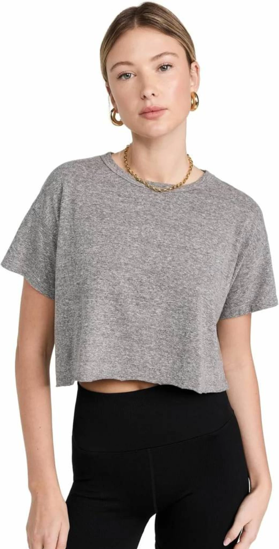 Year of Ours Women's YOS Cropped T-Shirt - Casual Short Sleeve Top