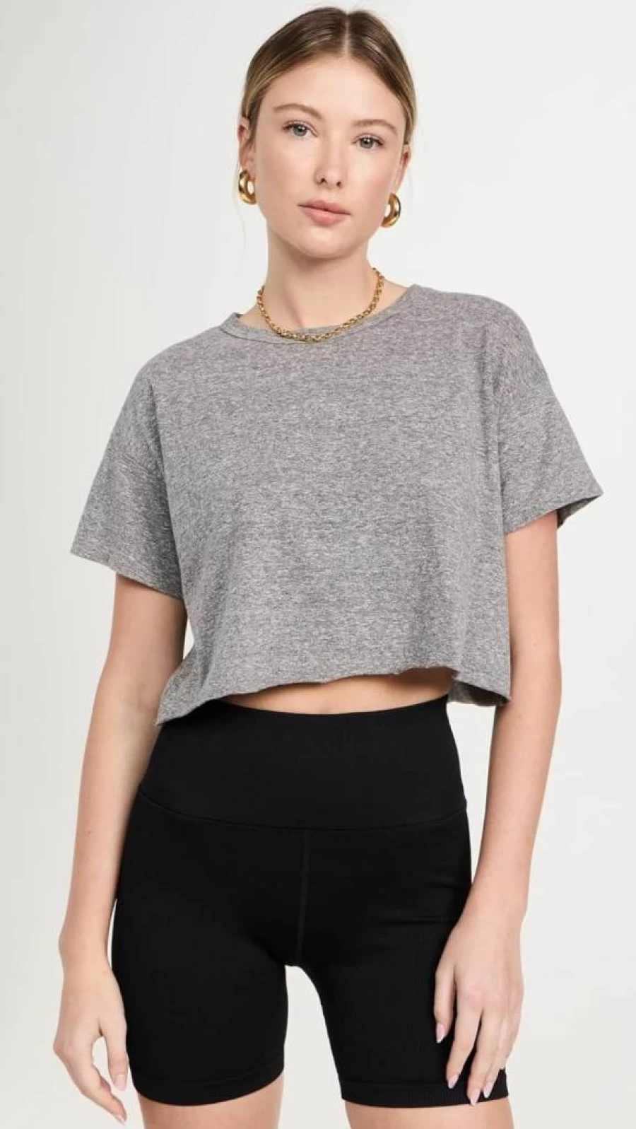 Year of Ours Women's YOS Cropped T-Shirt - Casual Short Sleeve Top