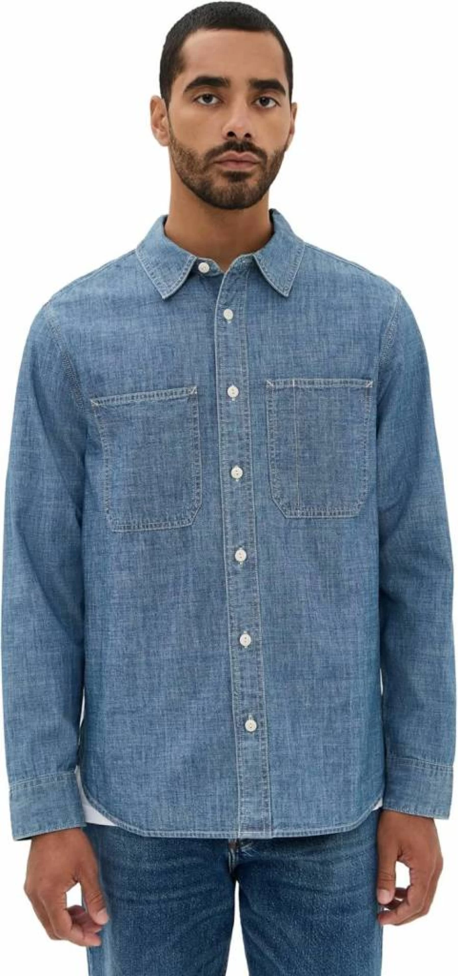Madewell Men's Classic Chambray Shirt - Relaxed Fit Casual Button-Down for Everyday Wear