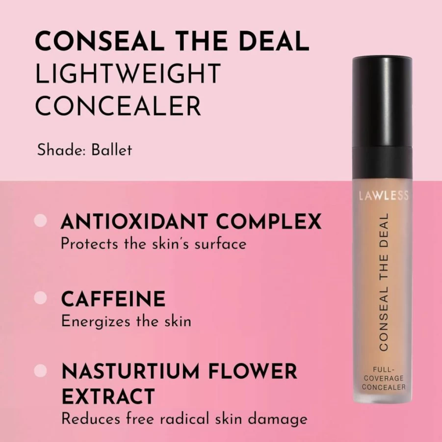 Lawless Conseal The Deal Lightweight Longwear Concealer in Umber - Antioxidant & Caffeine Infused for Dark Circles & Puffiness, Self-Setting, Silicone-Free, 5ml