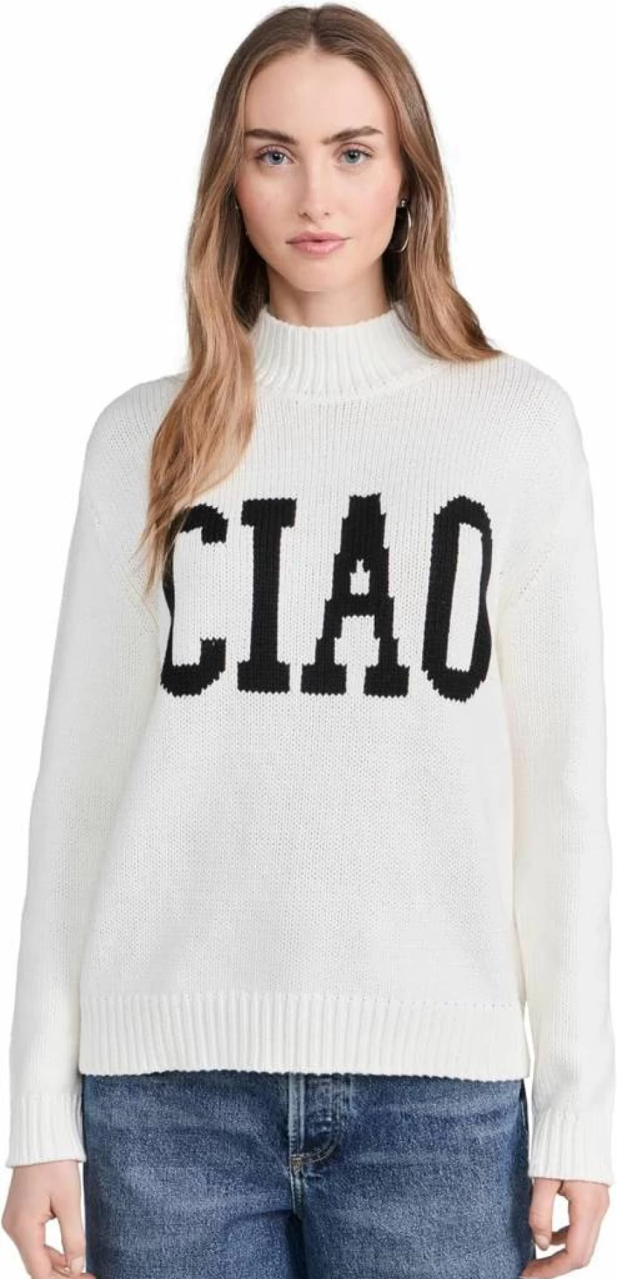 Z SUPPLY Women's Ciao Intarsia Knit Sweater - Cozy Crewneck Pullover Casual Winter Top