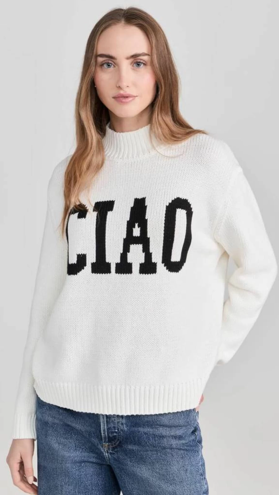 Z SUPPLY Women's Ciao Intarsia Knit Sweater - Cozy Crewneck Pullover Casual Winter Top