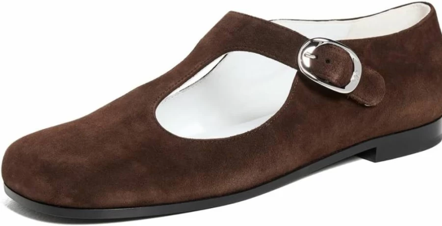Tory Burch Women's Violet T-Strap Ballet Flats | Comfortable Leather Slip-On Shoes for Women