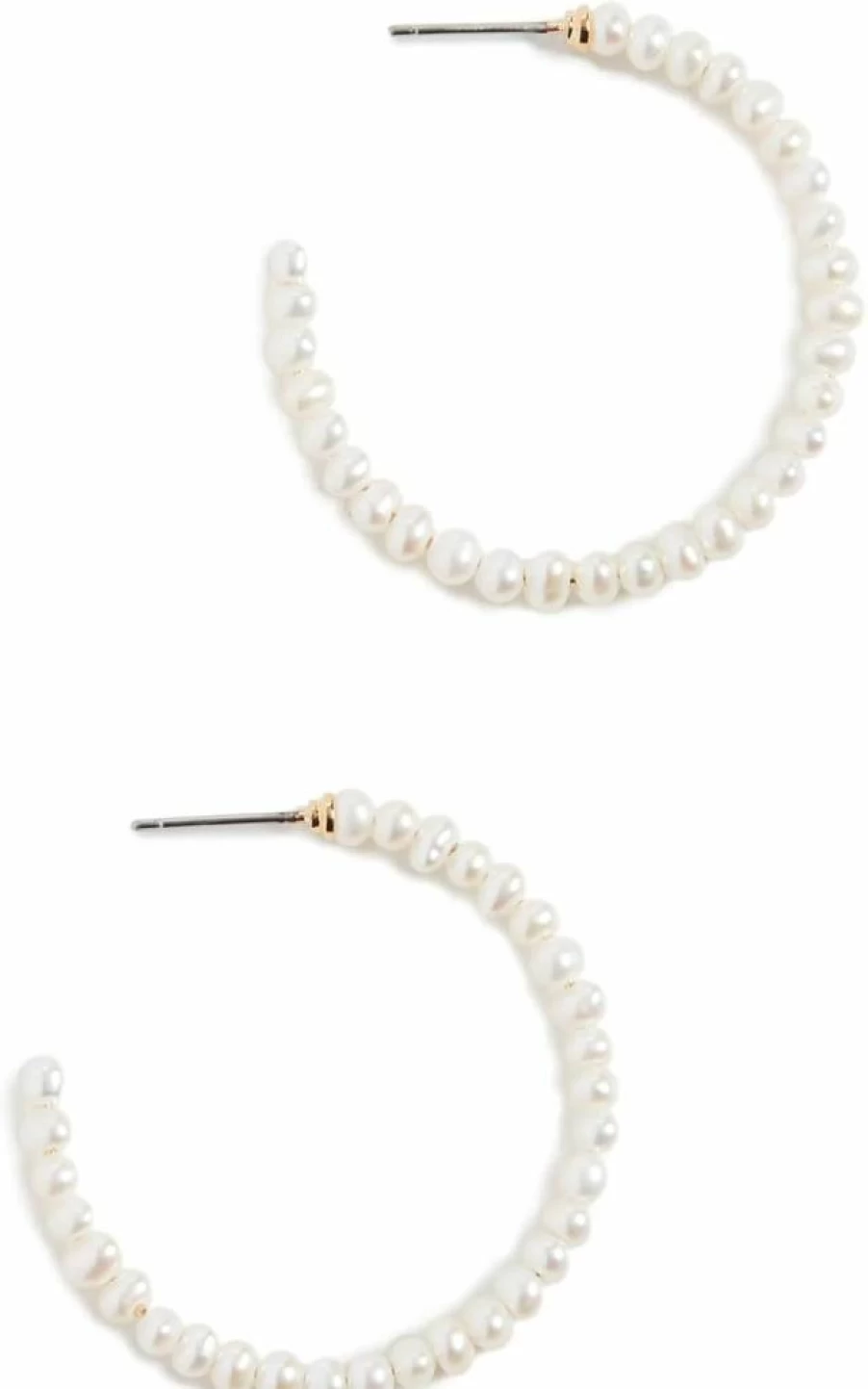 Lele Sadoughi Women's Medium Hoop Earrings with Freshwater Pearls | Elegant Pearl Hoops for Women