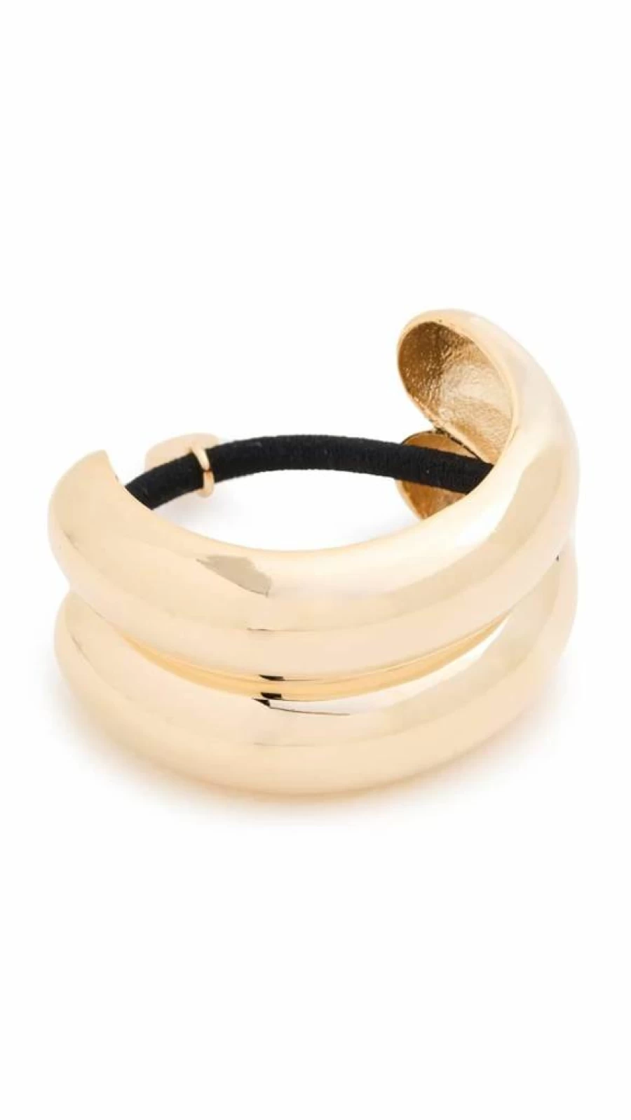 LELET NY Glossy Gold Double Arch Ponytail Hair Tie - 1 Count, Women's Fashion Hair Accessory