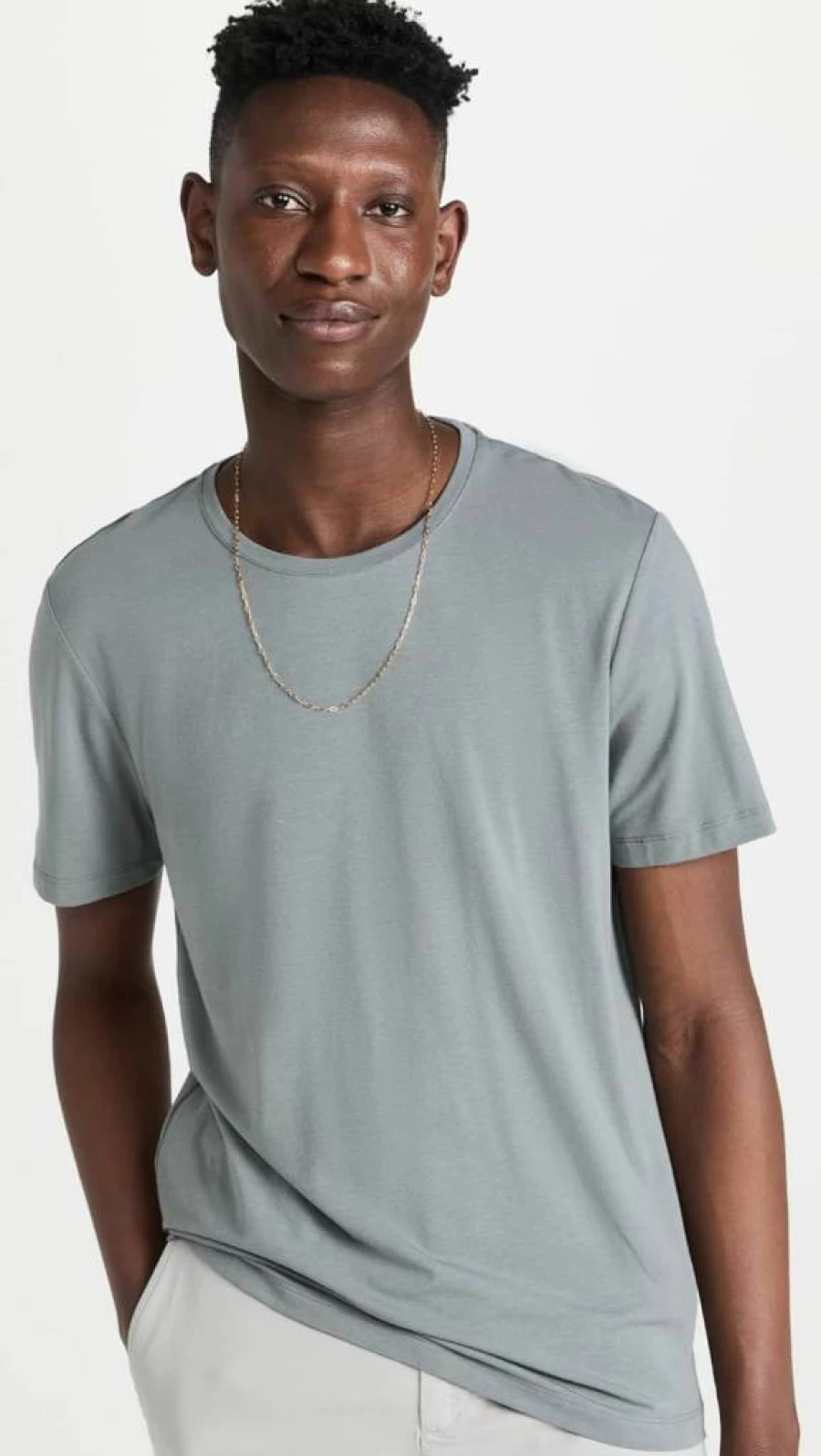 PAIGE Men's Cashmere Tech Jersey Crewneck T-Shirt – Soft Comfortable Knit Top