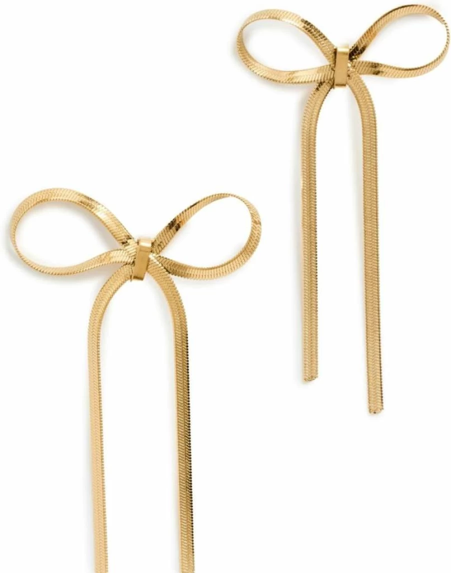 ADINA EDEN Women's Herringbone Bow Tie Drop Stud Earrings - Elegant Dangle Jewelry for Women