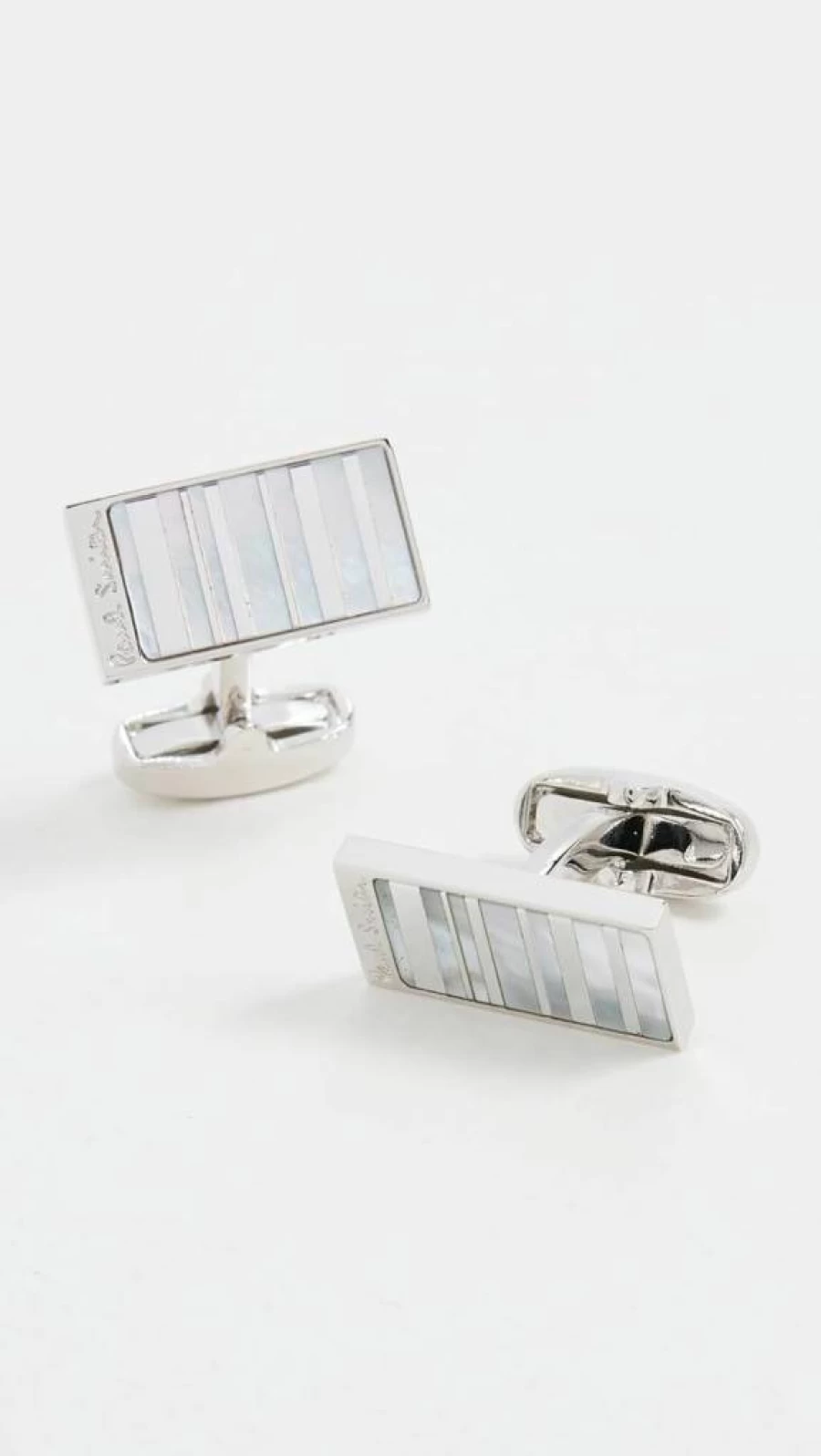 Paul Smith Men's Striped Mother of Pearl Cufflinks for Formal Wear