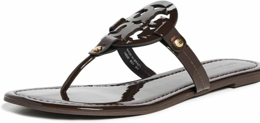 Tory Burch Women's Miller Leather Slide Sandals - Comfortable Flat Summer Slide Sandals for Women