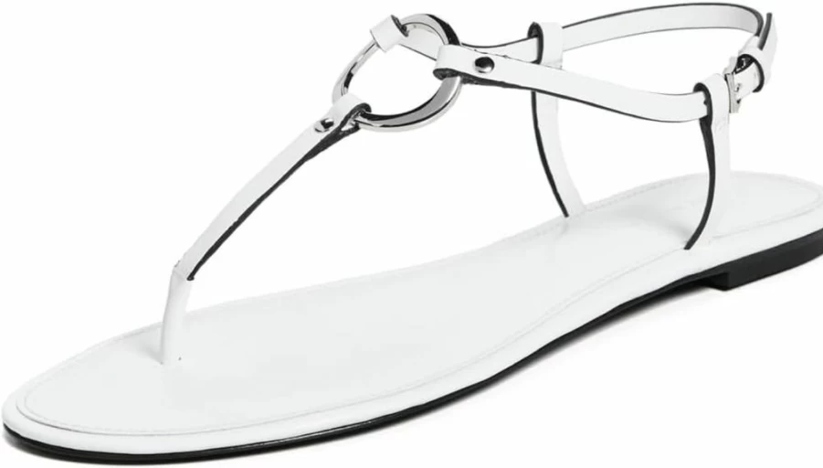 Tory Burch Women's Ring Detail Flat Sandals | Comfortable Slide Sandals for Women