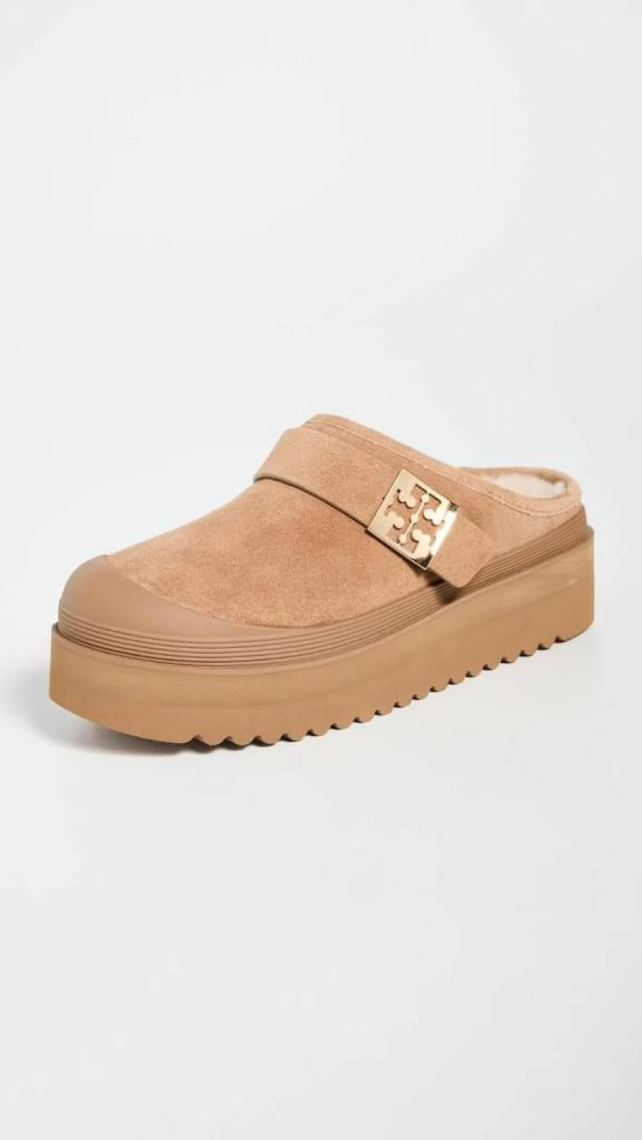 Tory Burch Women's Mellow Shearling Platform Slide Mules Luxury Comfortable House Slippers