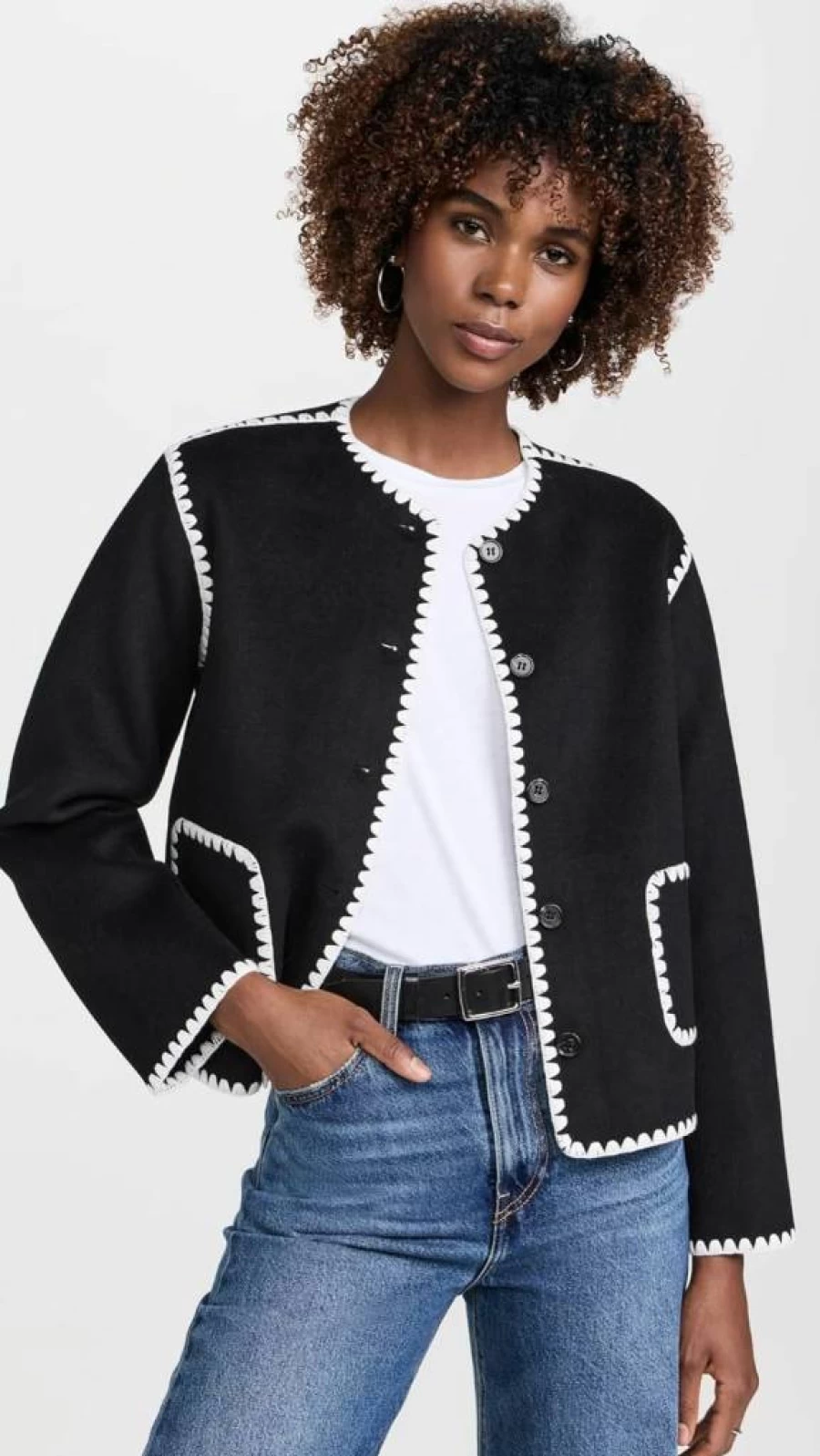 Rails Women's Melanie Denim Jacket - Classic Blue Distressed Oversized Style
