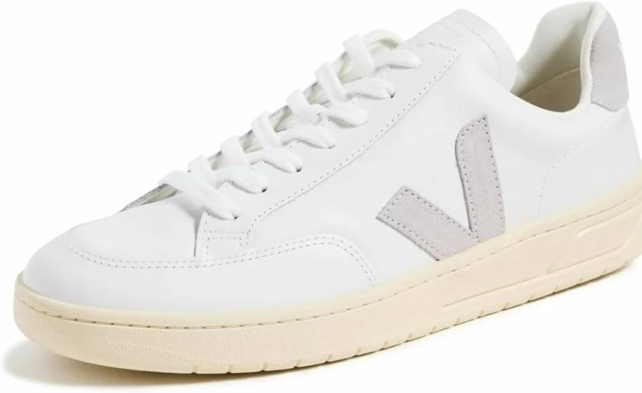 Veja Men's V-12 Vegan Leather Sneakers – Sustainable Eco-Friendly White Low-Top Casual Shoes