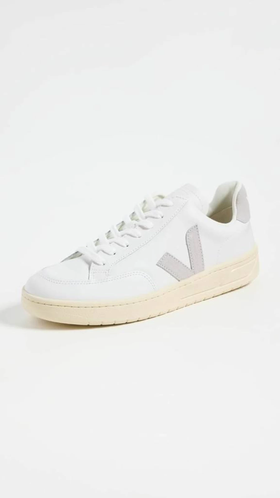 Veja Men's V-12 Vegan Leather Sneakers – Sustainable Eco-Friendly White Low-Top Casual Shoes