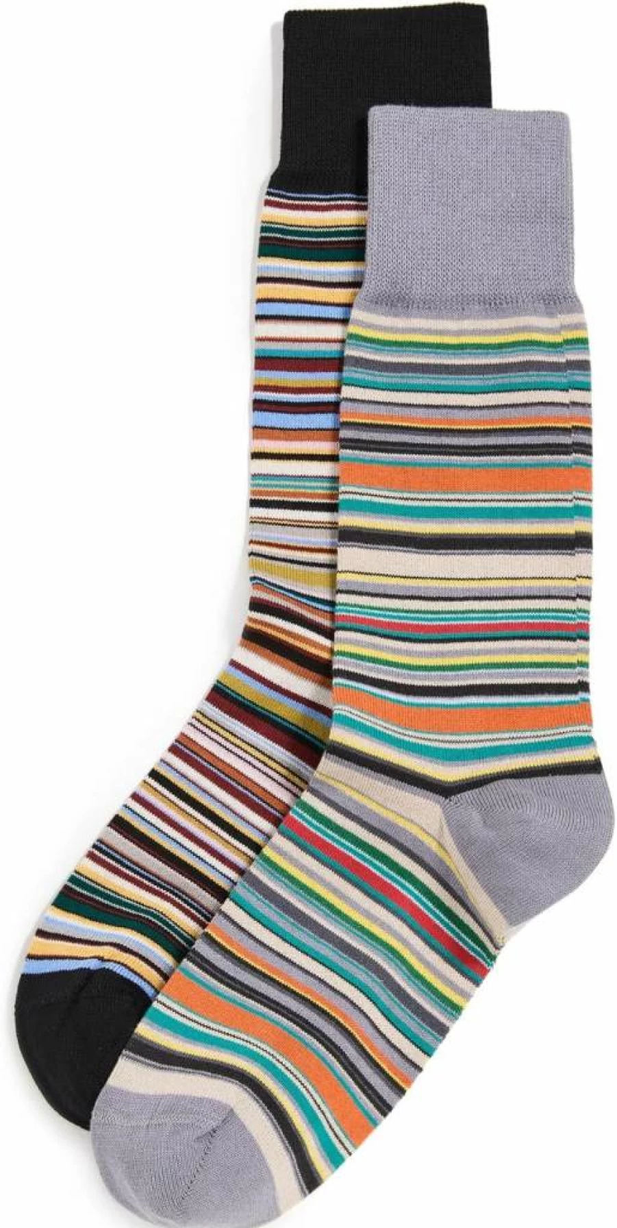 Paul Smith Men's Signature Stripes 2-Pack Cotton Casual Socks - Striped Designer Ankle Socks for Men