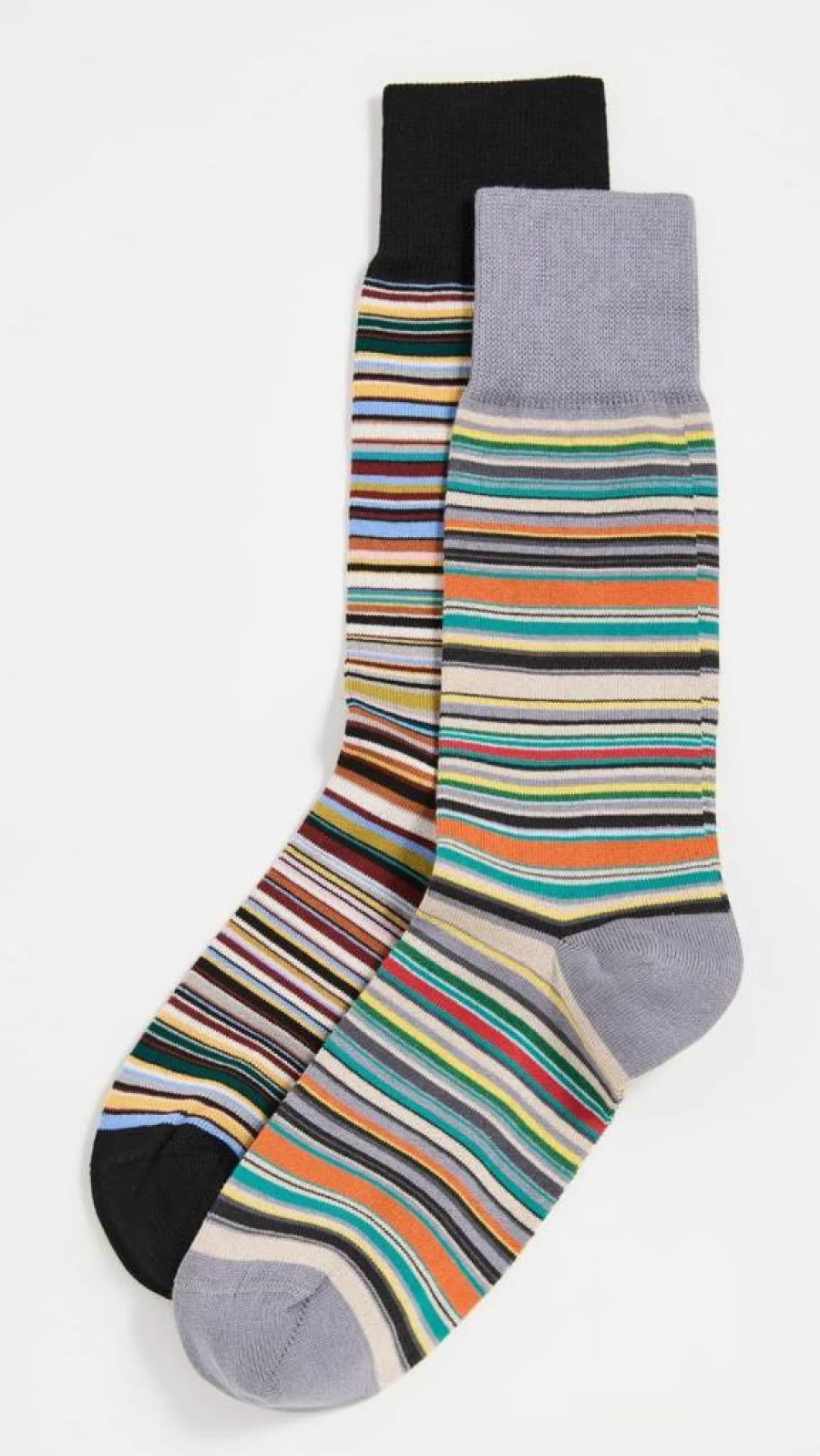 Paul Smith Men's Signature Stripes 2-Pack Cotton Casual Socks - Striped Designer Ankle Socks for Men
