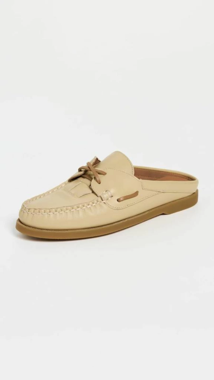 Hereu Women's Nautical Sale Mules - Leather Slip-On Boat Shoes for Summer