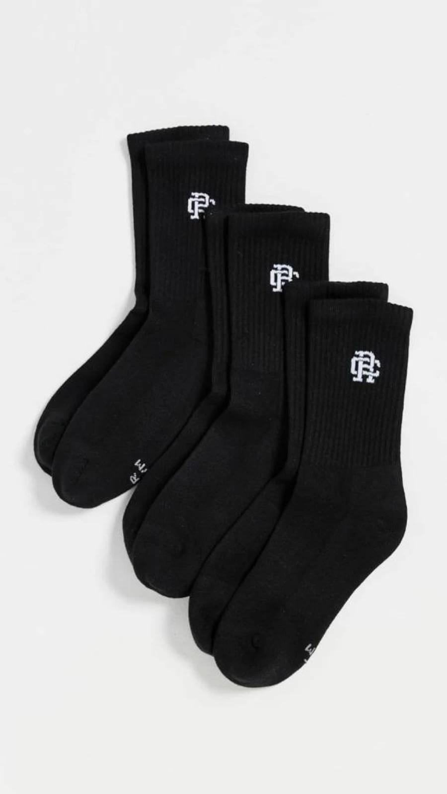 Reigning Champ Men's 3-Pack Classic Mid Crew Socks – Comfortable Athletic Casual Socks