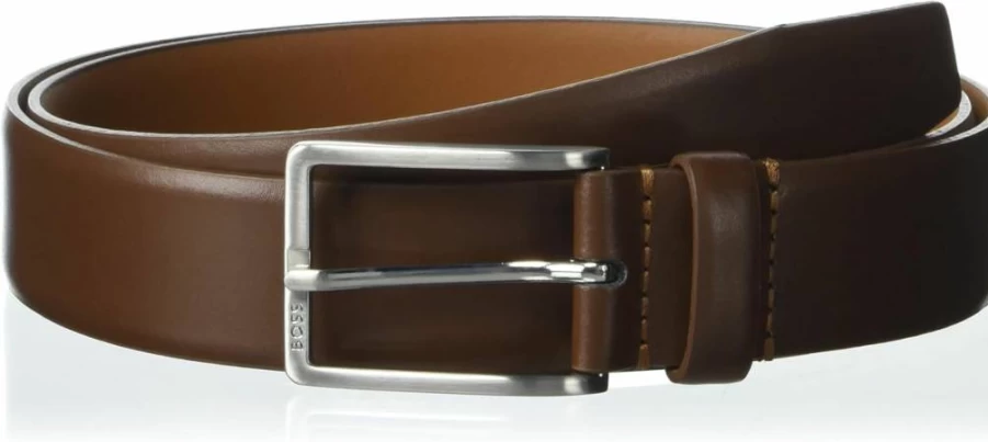 BOSS Men's Genuine Leather Belt - Smooth Finish Dress Belt for Men - Erman Collection