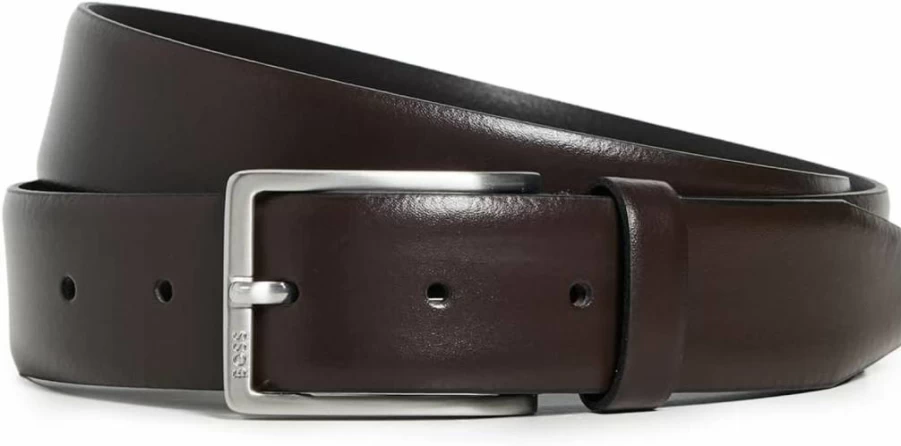 BOSS Men's Genuine Leather Belt - Smooth Finish Dress Belt for Men - Erman Collection