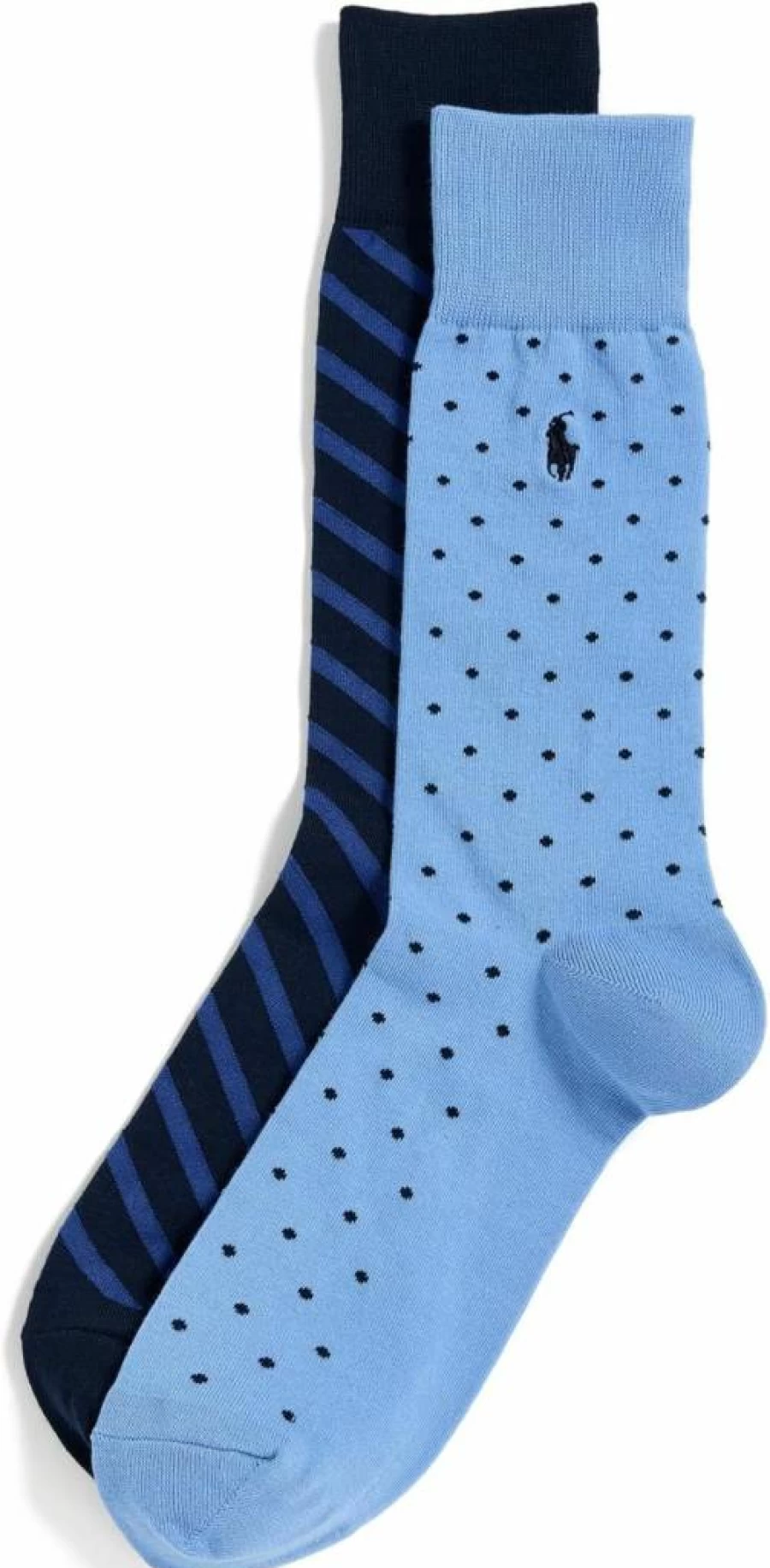 POLO RALPH LAUREN Men's Striped & Dotted Dress Socks 2-Pack Casual Comfortable Crew Socks