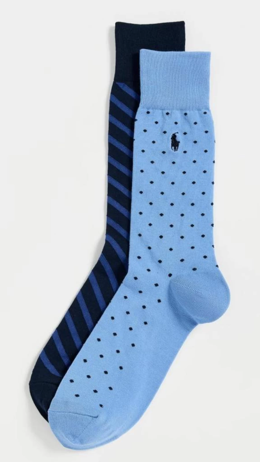 POLO RALPH LAUREN Men's Striped & Dotted Dress Socks 2-Pack Casual Comfortable Crew Socks