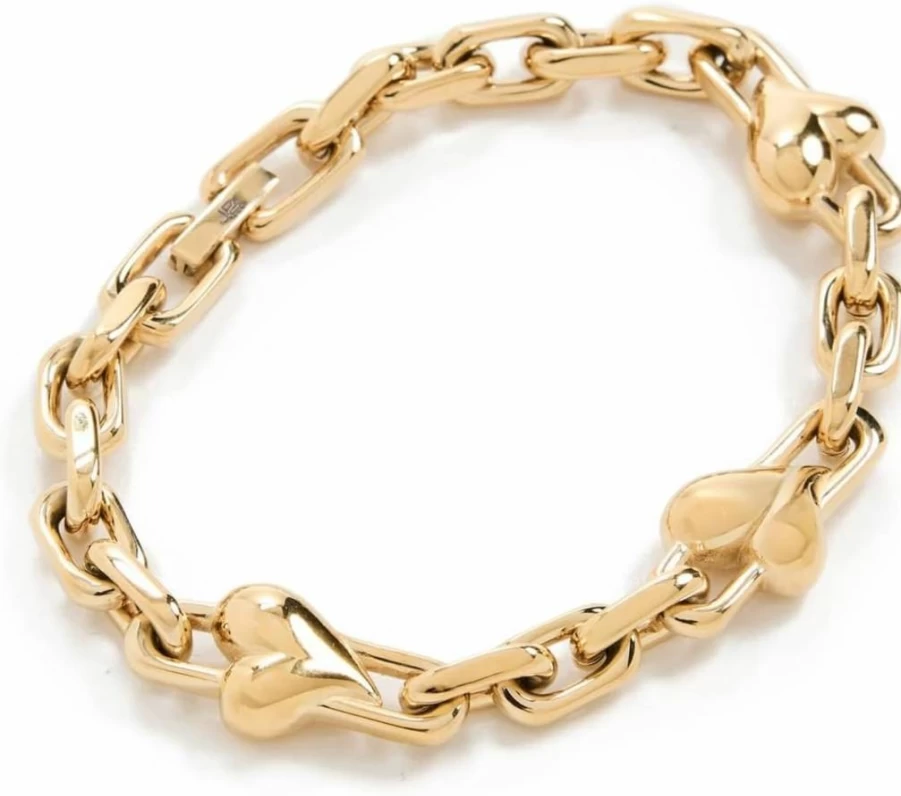 JENNY BIRD Art Heart Chain Bracelet for Women - Elegant Gold-Tone Heart Charm Adjustable Bangle