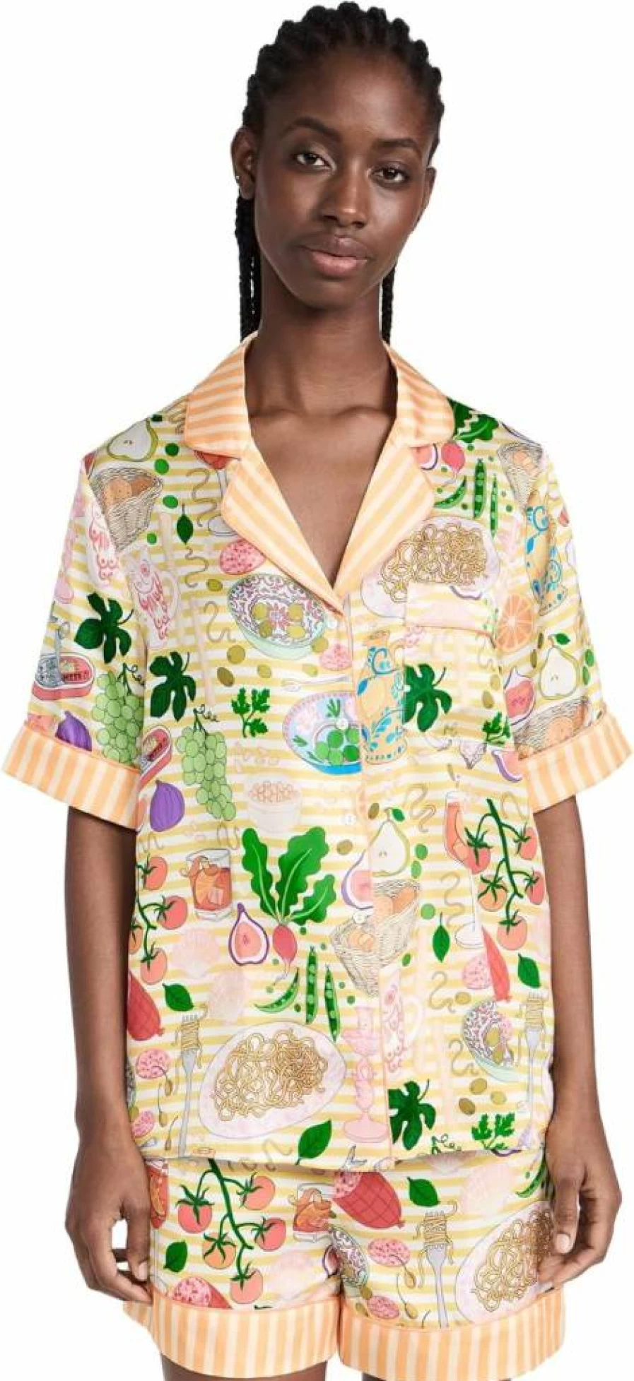 Karen Mabon Women's Antipasti Print Silk Pajama Set - Luxury Sleepwear