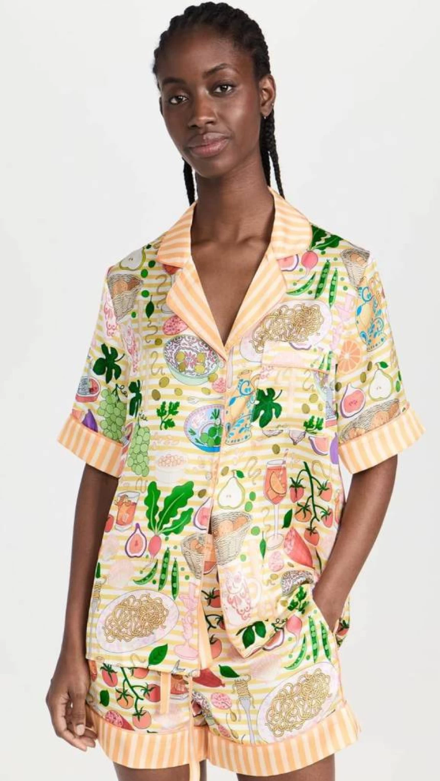 Karen Mabon Women's Antipasti Print Silk Pajama Set - Luxury Sleepwear